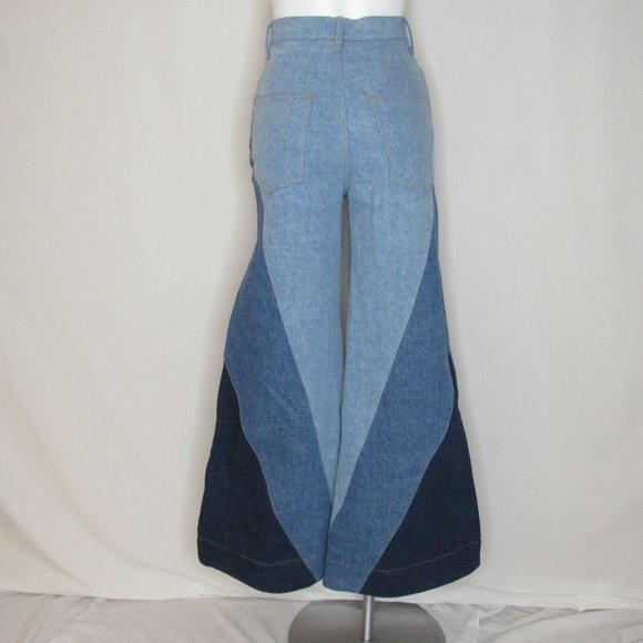 Farm Rio Wide Leg Patchwork Denim Jeans 32" Women's XS XSmall - Picture 5 of 11